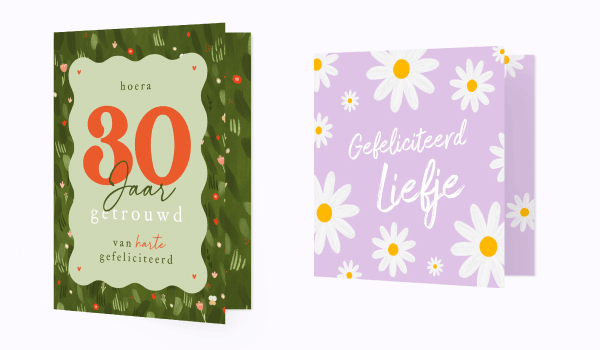 Twee felicitatiekaarten