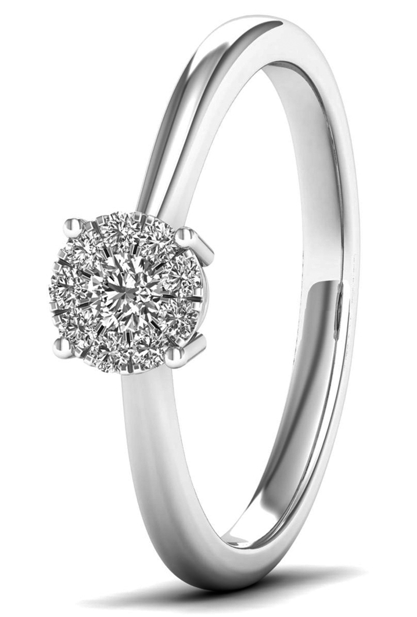Image of Lykken Elegance valkokultainen timanttisormus halo 0,12 ct