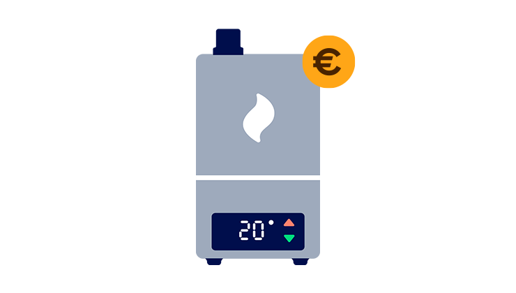 Icoon cv-ketel met Euroteken