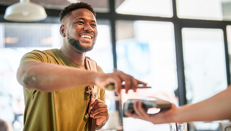 Man betaalt met mobiele telefoon