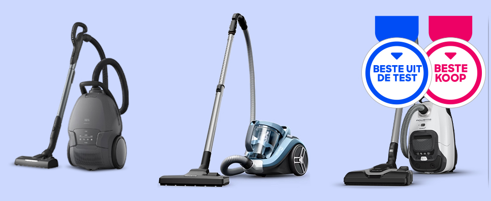 Aantal stofzuigers naast elkaar met Beste uit de Test en Beste Koop predikaat