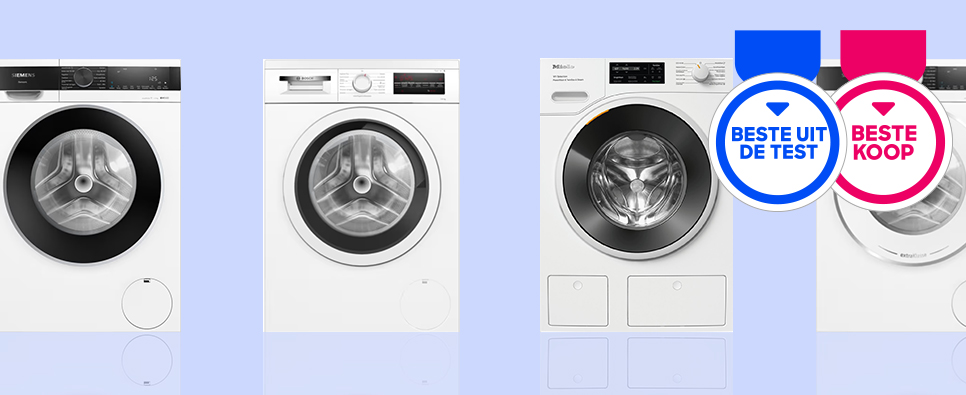 Aantal wasmachines naast elkaar met de predikaten Beste uit de Test en Beste Koop
