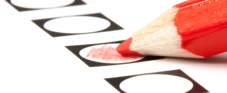 Rood potlood op een stembiljet