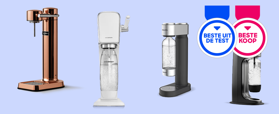 Verschillende bruiswatermachines op een keukenblad