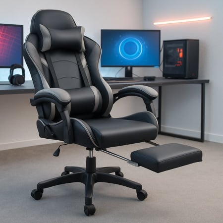 Trick gejmerska stolica sa naslonom za noge Storm 876 siva