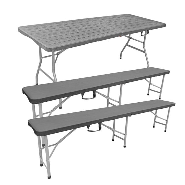 Sivi komplet - Plastični Sto i Dve kupe - Metalna konstrukcija