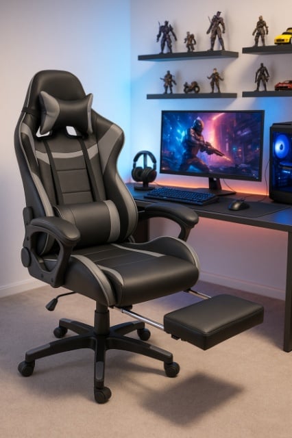 Trick Gejmerska stolica sa dodatkom za noge Y-830 Siva