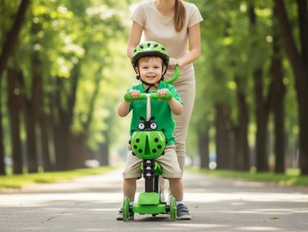 Trotinet 5u1 Bubamara za decu sa svetlećim točkovima - Zeleni