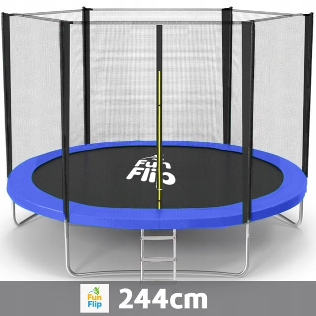 Trambolina Fun Flip 244cm sa sigurnosnom mrežom i merdevinama - 150 kg nosivosti ( FF-244-BL-OUT )