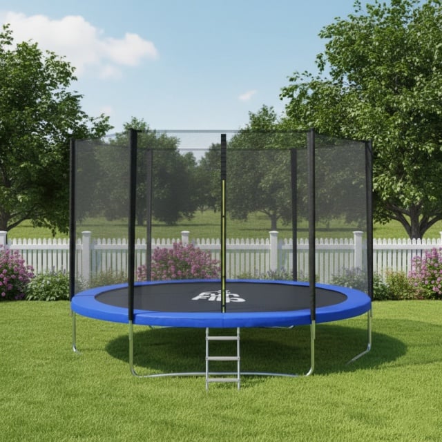Fun Flip Trambolina 396cm sa sigurnosnom mrežom i merdevinama - 150 kg nosivosti ( FF-396-BL-OUT )