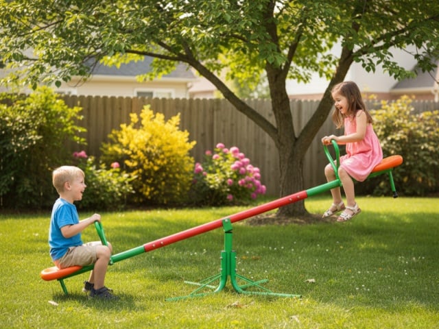 Klackalica 180x45x58 metalna konstrukcija i rotacija 360 - Zeleno/crvena