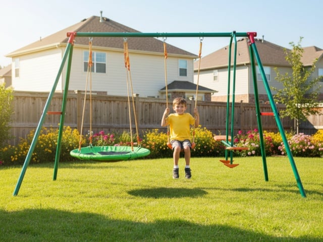 Ljuljaska za dvorište Gnezdo - metalna konstrukcija 318x156x196cm