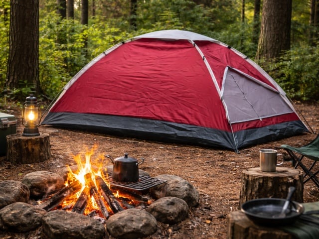 Camping jednokrevetni &scaron;ator sa konstrukcijom - Tamno crveni ( KLK-115 )