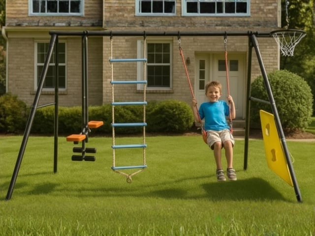 Dečiji Set 4u1 klackalica , ko&scaron; , merdevine i ljulja&scaron;ka 360x160x176 cm