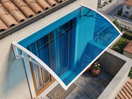 Alberg Alu nadstre&scaron;nica 150x100 cm ploča 2,5 mm plava sa belim nosačem - puni polikarbonat izdržljiv na udarce, vatru i ekstremne uslove ( AGX-150100-WHBL )