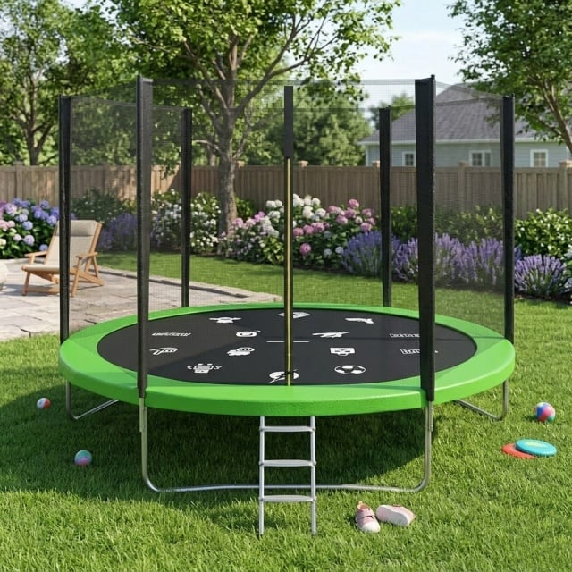 Zelena trambolina 244cm Magic Moow sa za&scaron;titnom mrežom i merdevinama ( QD244-ZEA )