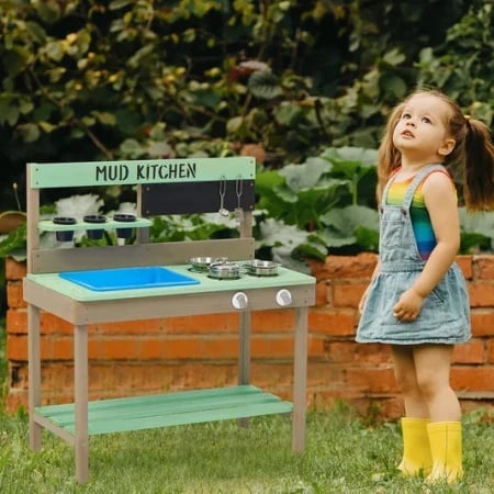 Kinder home dečija drvena kuhinja plava ( 2424 )