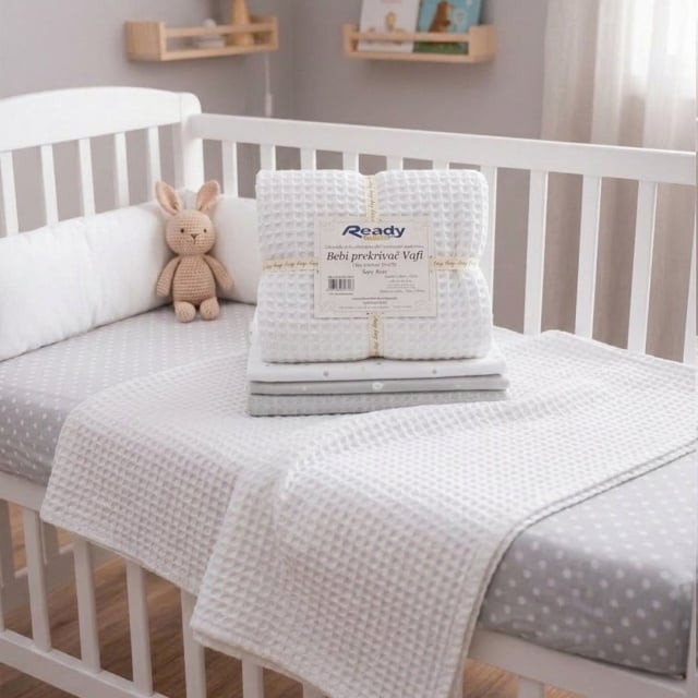 Ready Bebi Prekrivač Vafl - Beli