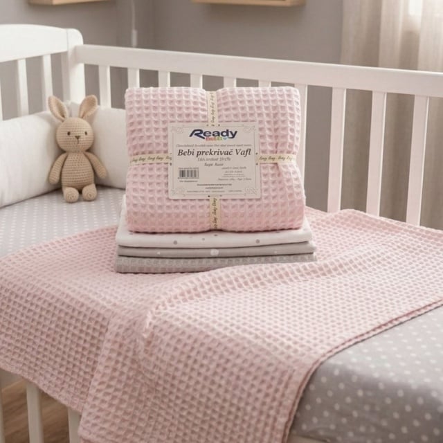 Ready Bebi Prekrivač Vafl - Roze