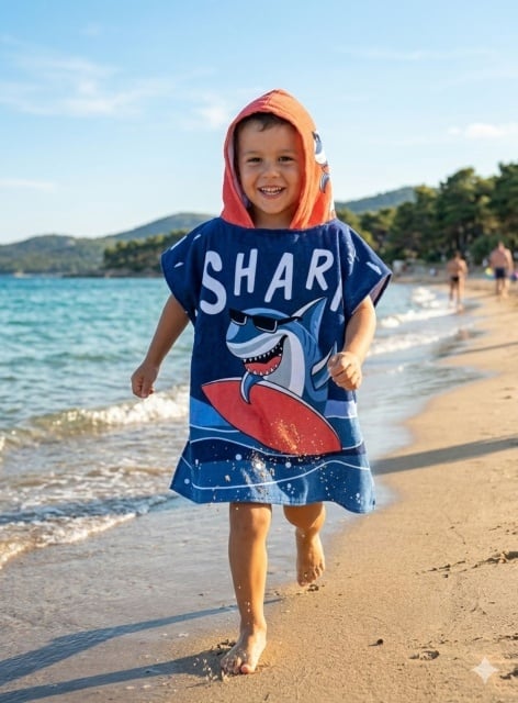 Ready Dečiji Ogrtač Pončo - Shark