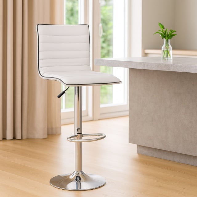 Barska stolica 033 Bela /Hrom metalna baza 400x480x940(1150)mm ( 776-062 )