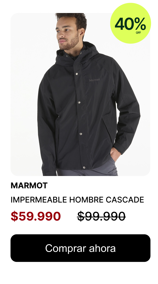 CHAQUETA IMPERMEABLE HOMBRE CASCADE $59.990