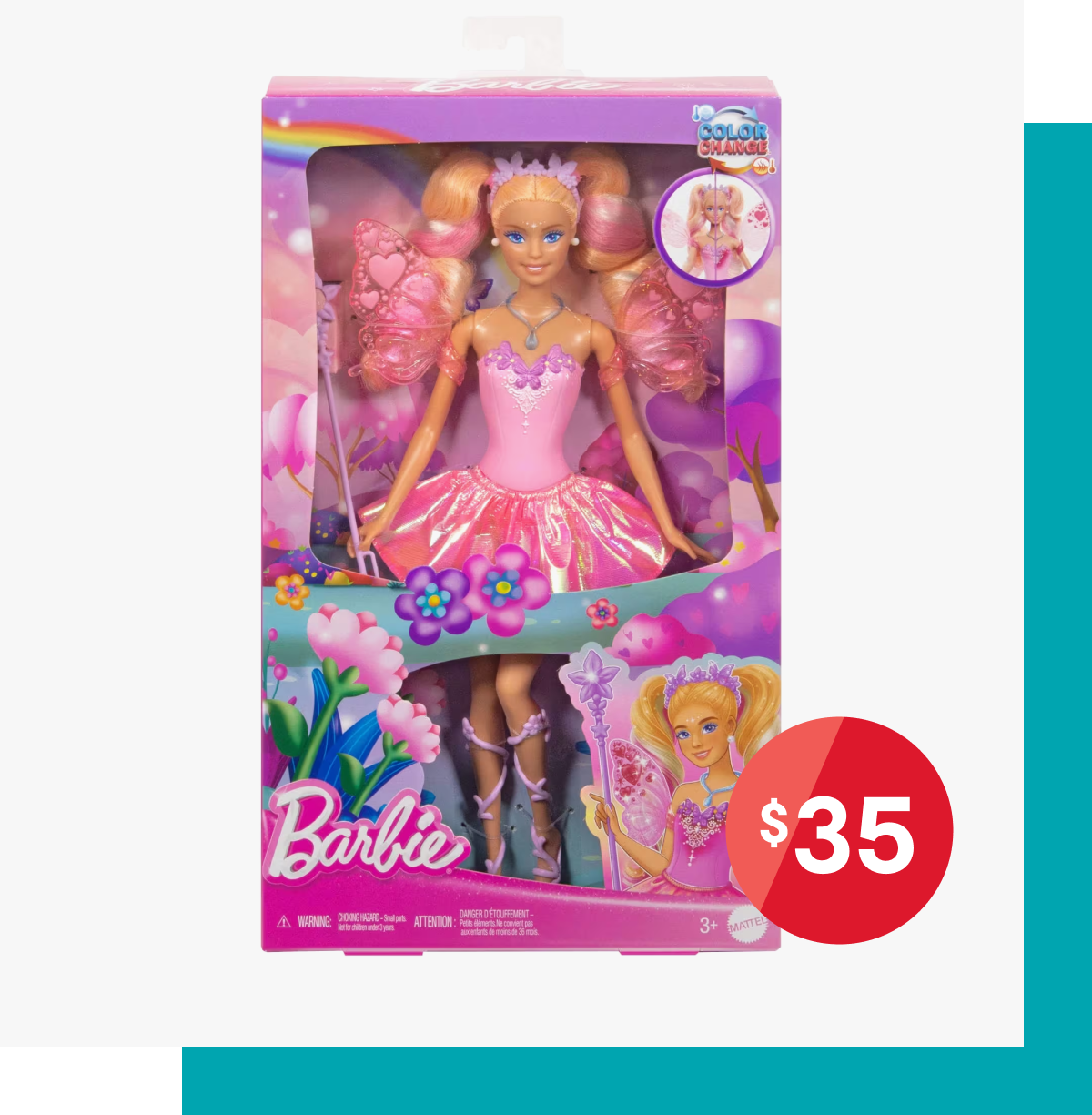 Barbie Fantasy Fairy Doll with Color Change Wings $35.