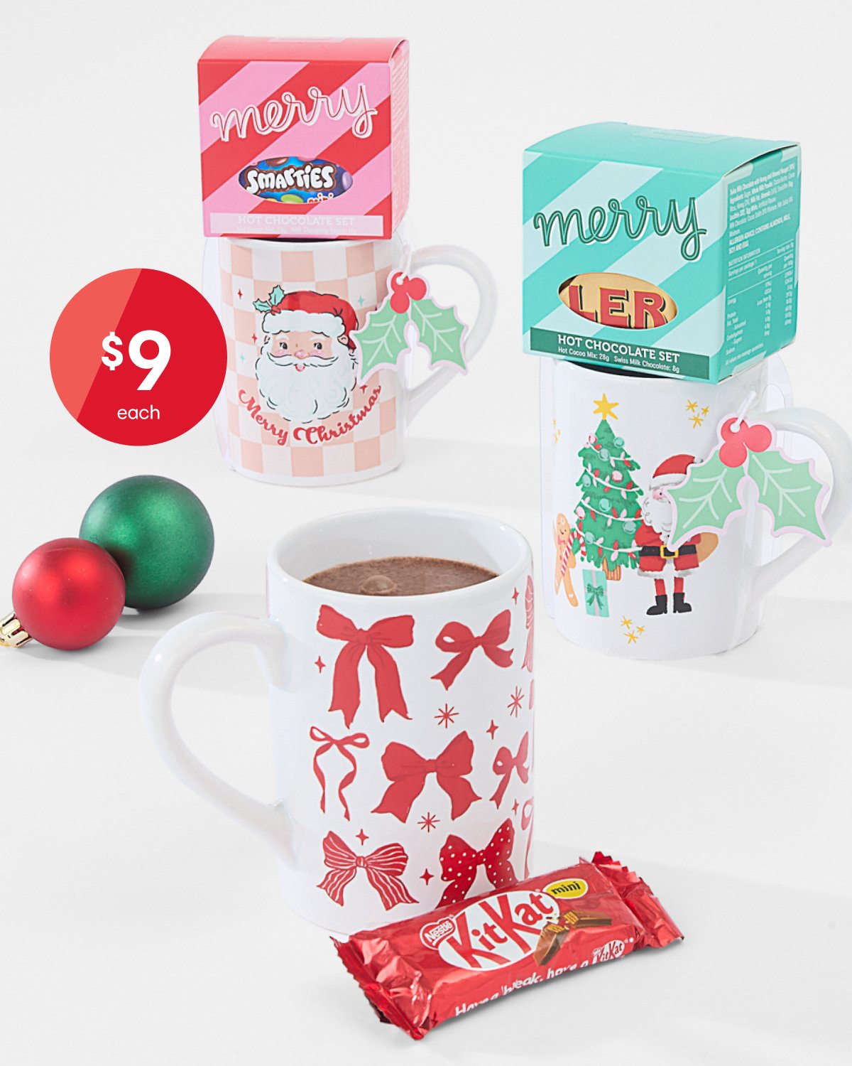 Assorted ceramic hot chocolate mugs $9ea.