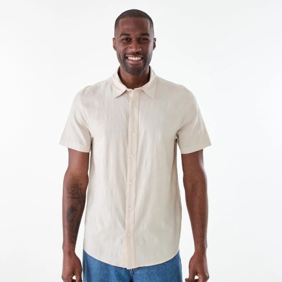 Short sleeve dobby shirt $8. Was $22 on 28/12/25.