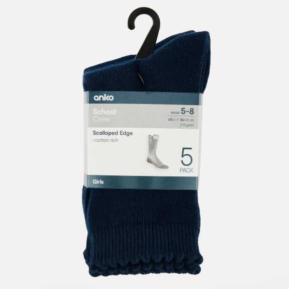 Scallop edge crew socks 5 pack $12.