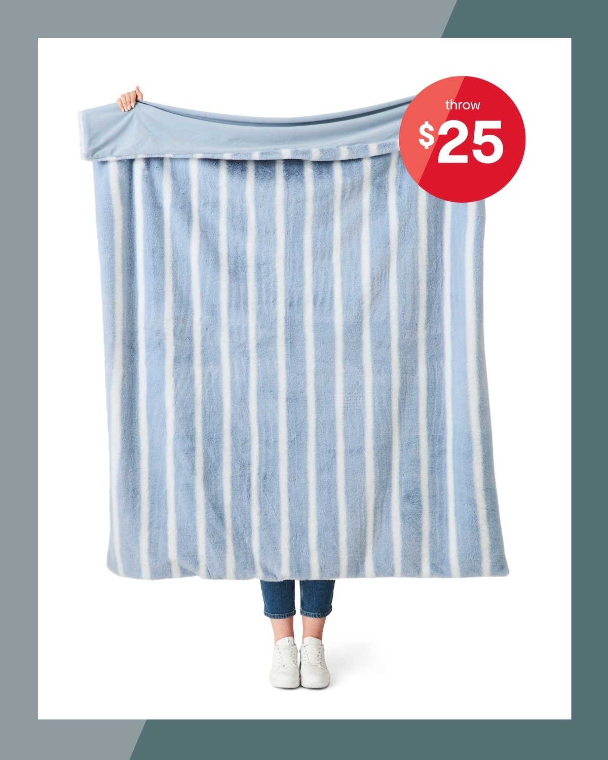 Stripe faux fur throw $25.