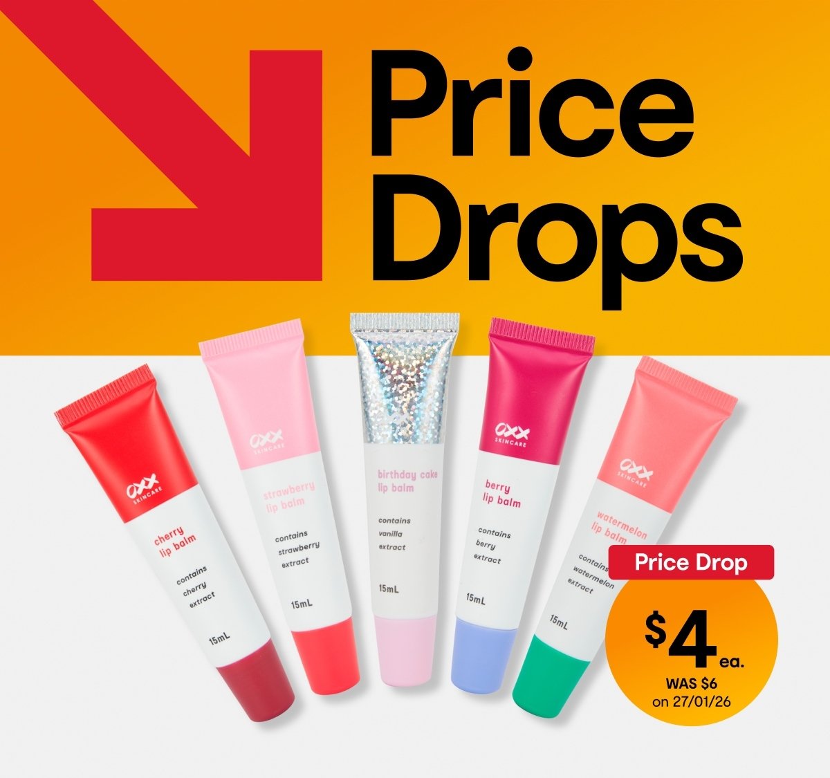 Oxx skincare lip balm 15ml birthday cake scented