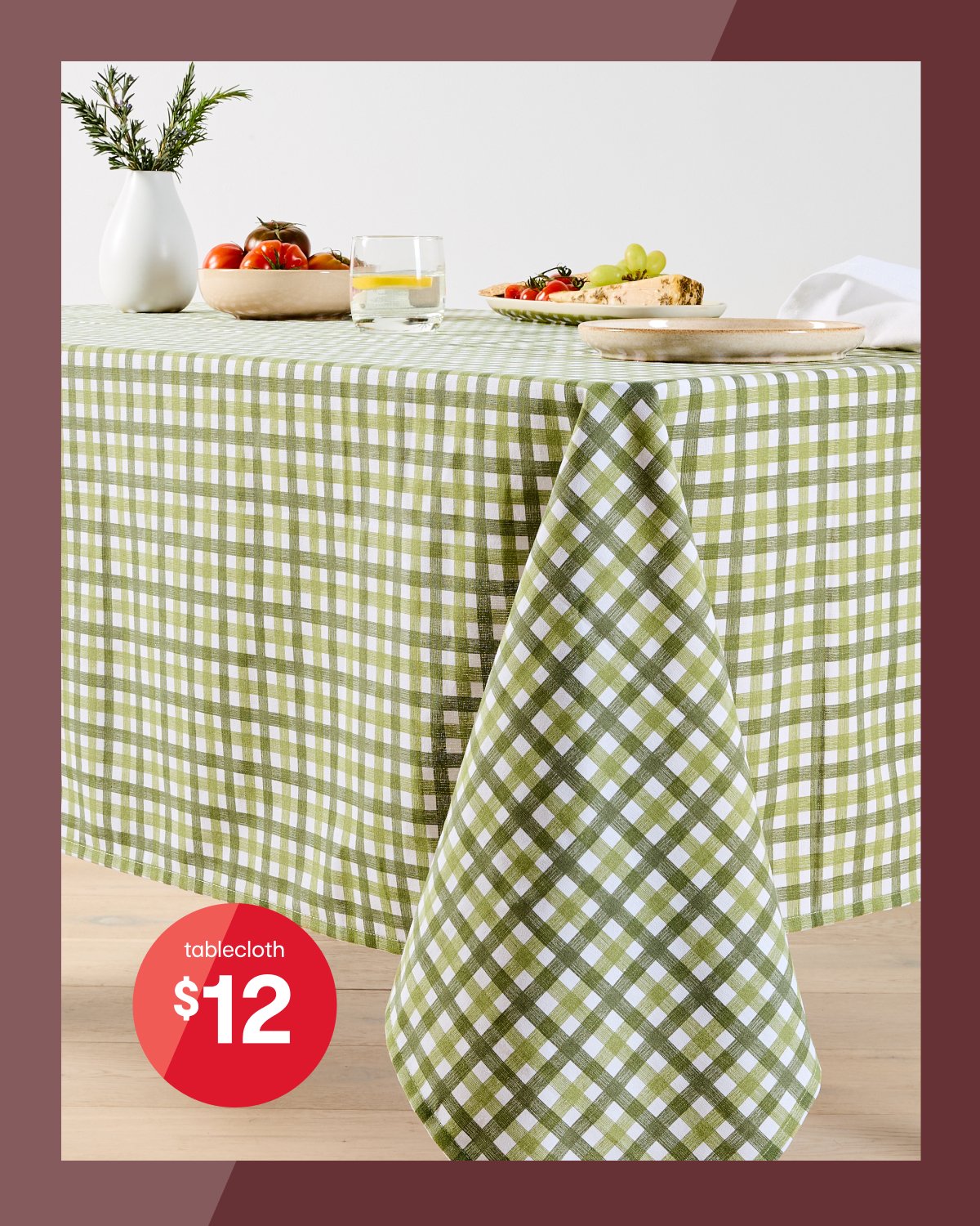 Green check table cloth $12.