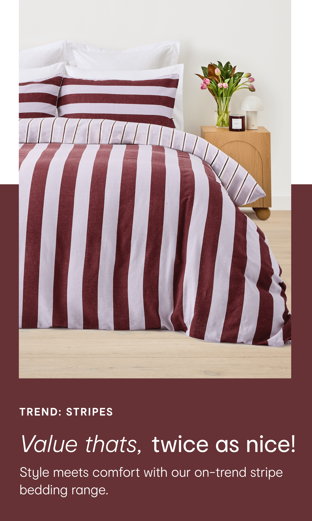 Stripe QB linen cotton reversible quilt cover set $72.