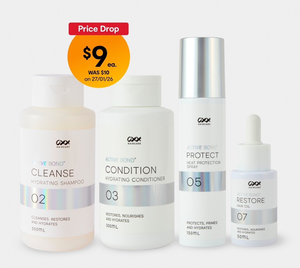 Assorted OXX active bond+ haircare $9ea. WAS $10 on 27/01/26.