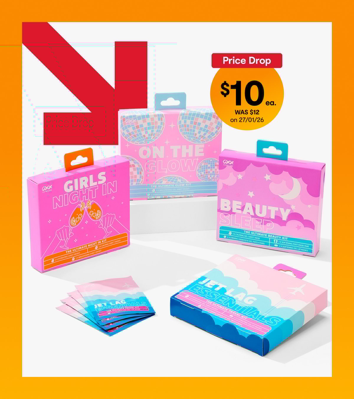 Assorted OXX Skincare 5 pack beauty sheet mask kits $10ea. WAS $12 on 27/01/26.