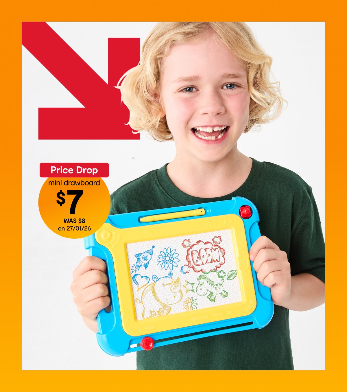 Assorted mini mag draw board $7. WAS $8 on 27/01/26 .