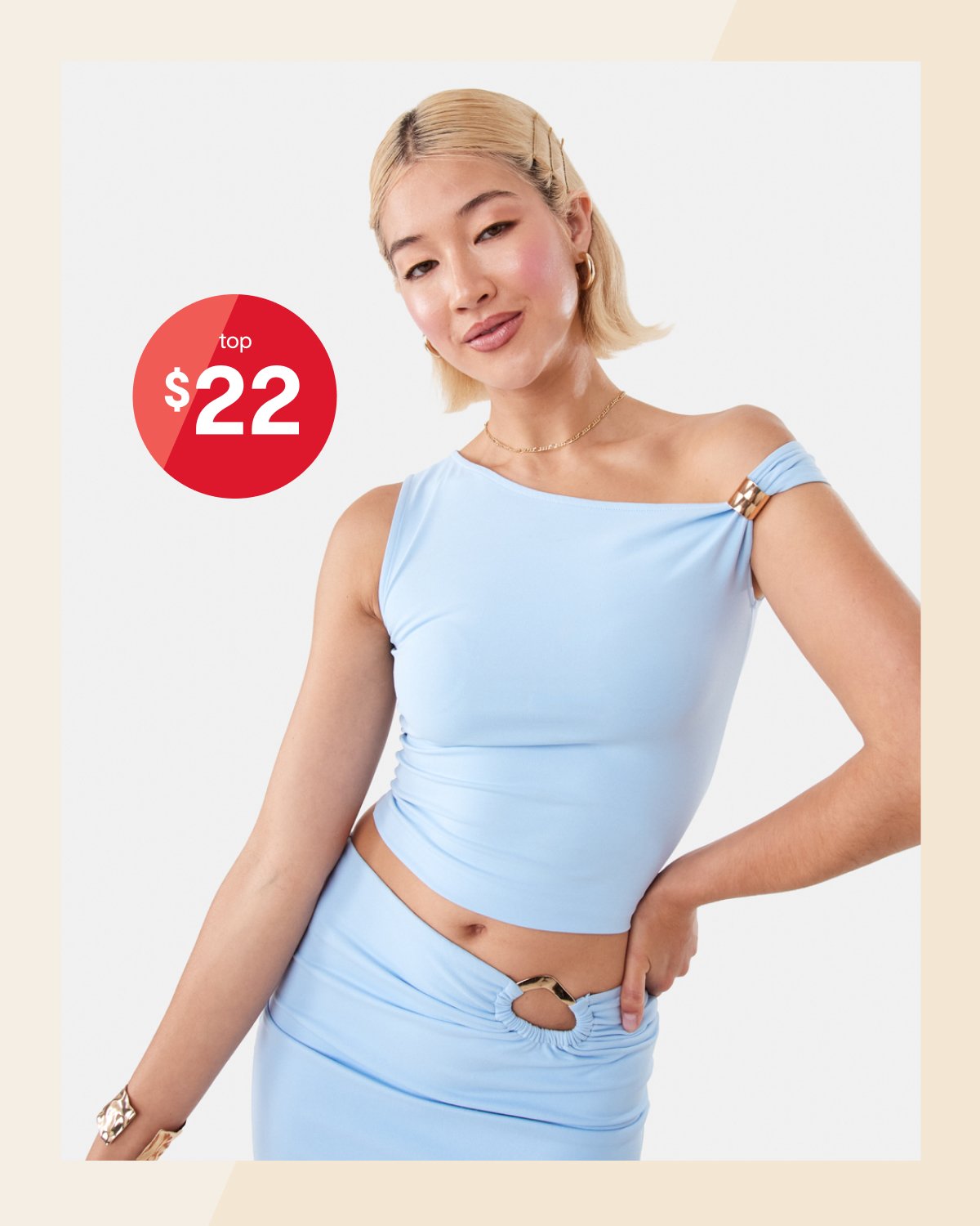 Trim detail off the shoulder top $22.