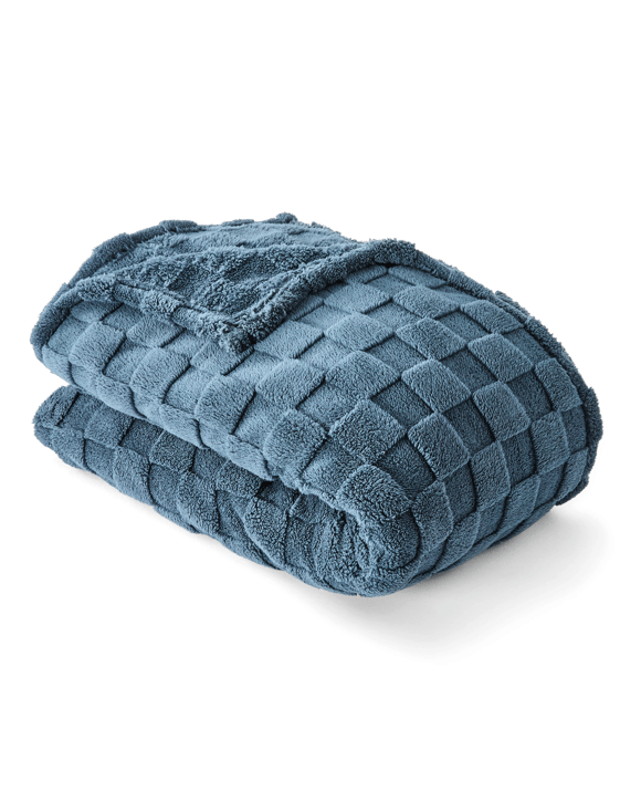 Check Jacquard Blanket - Queen/King Bed, Navy