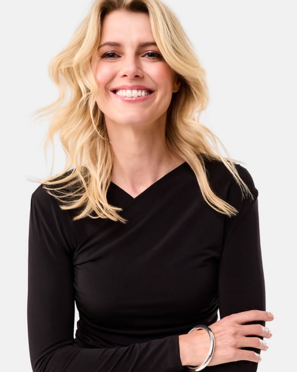 Long sleeve wrap drape top. Sizes 6-20. $20.