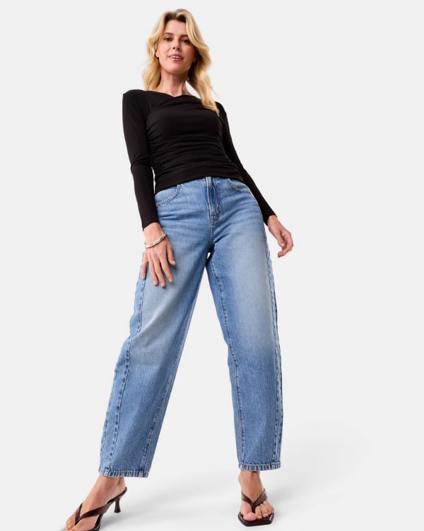 Barrel jean. Sizes: 6-20. $34. 