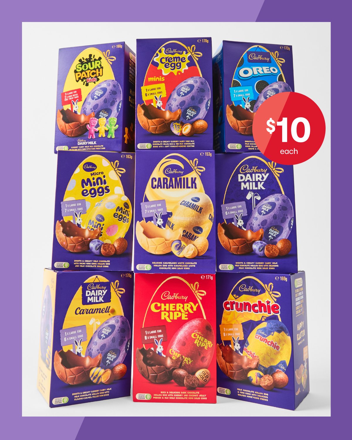 Cadbury Egg Giftbox Varieties 153g-172g $10ea.