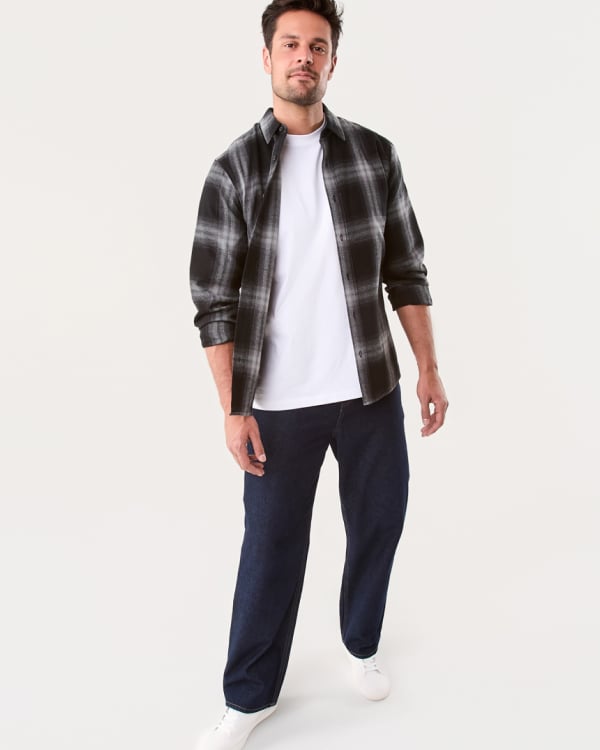 Relaxed jean. Sizes: 28-44. $35.