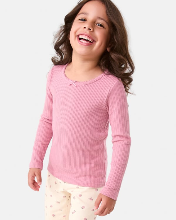 Pointelle long sleeve tee. Sizes: 1-9. $7