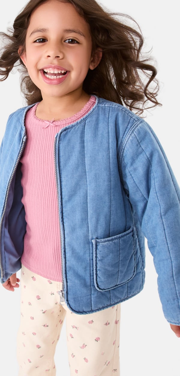 Chambray padded jacket