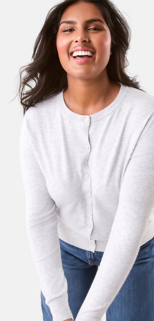 Womens lightweight crew cardigan. Sizes:6-20. $20ea.