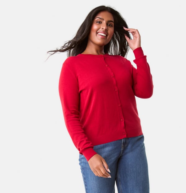 Womens lightweight crew cardigan. Sizes:6-20. $20ea.