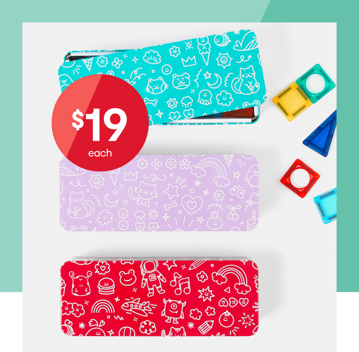 Magnetics tin set assorted $19ea.