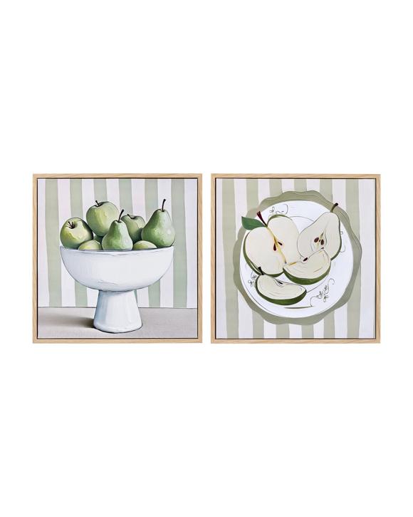 2 Pack Fruit Framed Canvas - 40cm x 40cm