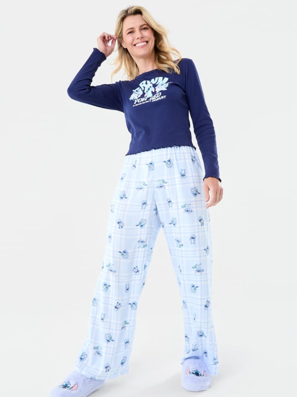 Womens Stitch ribtop and flannel pant PJs. Sizes: 6-22. $32 set.